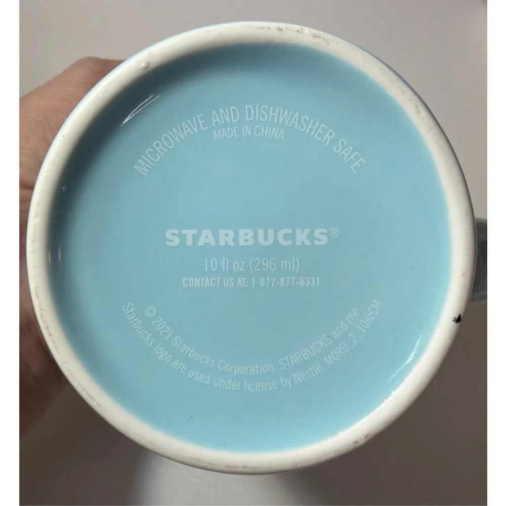 Starbucks Siren Logo Blue Geometric Heart Pattern 10 oz. Mug Coffee Cup 2021 EUC - Picture 3 of 5
